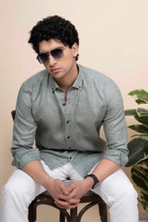 Gavin Green Pure Linen Shirt Jacquard